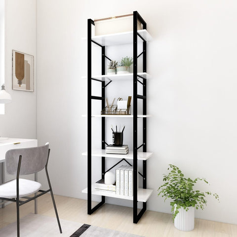 Libreria a 5 Ripiani Bianca 60x30x175 cm in Legno truciolato