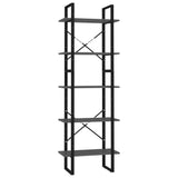 Libreria a 5 Ripiani Grigia 60x30x175 cm in Legno truciolato