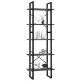 Libreria a 5 Ripiani Grigia 60x30x175 cm in Legno truciolato