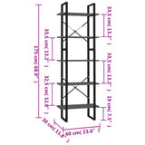 Libreria a 5 Ripiani Grigia 60x30x175 cm in Legno truciolato