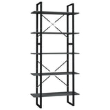 Libreria a 5 Ripiani Grigia 80x30x175 cm in Legno truciolato