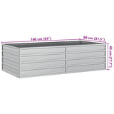 Letto Rialzato Giardino 160x80x45 cm in Acciaio Zincato Argento