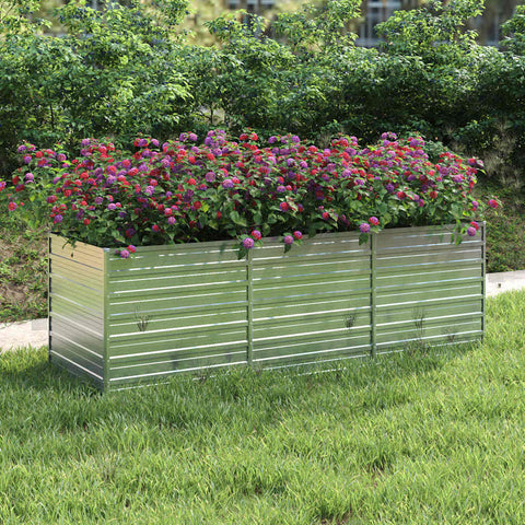 Letto Rialzato Giardino 240x80x77 cm in Acciaio Zincato Argento