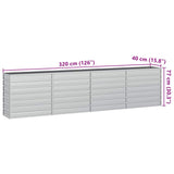 Letto Rialzato Giardino 320x40x77 cm in Acciaio Zincato Argento