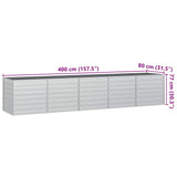 Letto Rialzato Giardino 400x80x77 cm in Acciaio Zincato Argento