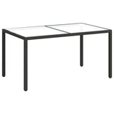 Tavolo Giardino 150x90x75 cm Vetro Temperato e Polyrattan Nero