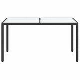Tavolo Giardino 150x90x75 cm Vetro Temperato e Polyrattan Nero