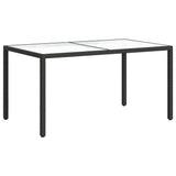 Tavolo Giardino 150x90x75 cm Vetro Temperato e Polyrattan Nero