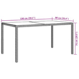 Tavolo Giardino 150x90x75 cm Vetro Temperato e Polyrattan Nero