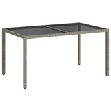 Tavolo Giardino 150x90x75cm Vetro Temperato e Polyrattan Grigio