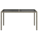 Tavolo Giardino 150x90x75cm Vetro Temperato e Polyrattan Grigio