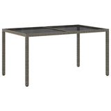 Tavolo Giardino 150x90x75cm Vetro Temperato e Polyrattan Grigio