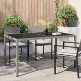 Tavolo Giardino 150x90x75cm Vetro Temperato e Polyrattan Grigio