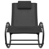 Lettino Prendisole con Cuscino in Acciaio e Textilene Nero