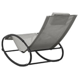 Lettino Prendisole con Cuscino in Acciaio e Textilene Grigio