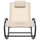 Lettino Prendisole con Cuscino in Acciaio e Textilene Crema