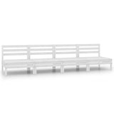 Set Divani da Giardino 4 pz Bianco in Legno Massello di Pino