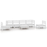 Set Divani da Giardino 7 pz Bianco in Legno Massello di Pino