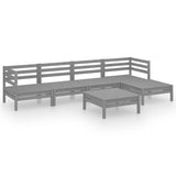 Set Divani da Giardino 6 pz in Legno Massello di Pino Grigio