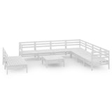 Set Salotto da Giardino 10 pz in Legno Massello di Pino Bianco
