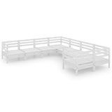 Set Salotto da Giardino 8 pz in Legno Massello di Pino Bianco