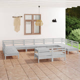 Set Salotto da Giardino 13 pz in Legno Massello di Pino Bianco