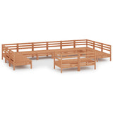 Set Salotto da Giardino 12 pz in Legno Massello di Pino ambra