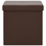 Sgabello con Contenitore Pieghevole Marrone in PVC