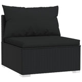 Divano a 3 Posti con Cuscini in Polyrattan Nero