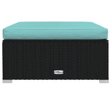 Poggiapiedi da Giardino con Cuscino Nero 70x70x30 cm Polyrattan