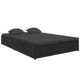 Lettino Prendisole Reclinabile con Cuscini in Polyrattan Nero