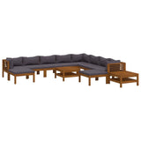 Set Divani da Giardino 12 pz con Cuscini in Massello di Acacia