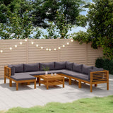 Set Divani da Giardino 9 pz con Cuscini in Massello di Acacia