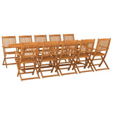 Set da Pranzo da Giardino 11 pz 280x90x75 cm Massello di Acacia