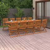Set da Pranzo da Giardino 11 pz 280x90x75 cm Massello di Acacia