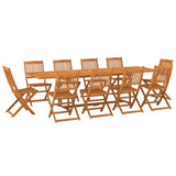 Set da Pranzo da Giardino 11 pz 280x90x75 cm Massello di Acacia