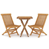Set da Pranzo per Giardino 3 pz in Legno Massello di Teak