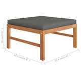 Set Divani da Giardino 4pz Cuscini Grigi Legno Massello di Teak