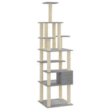 Albero per Gatti con Tiragraffi in Sisal Grigio Chiaro 183 cm