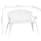 Panchina da Giardino 108 cm in Alluminio Pressofuso Bianca