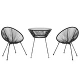Set da Pranzo per Giardino 3 pz Nero