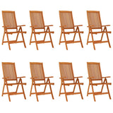 Sedie da Giardino Pieghevoli 8pz in Legno Massello di Eucalipto