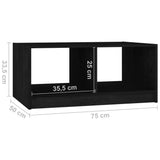 Tavolino da Salotto Nero 75x50x33,5 cm Legno Massello di Pino