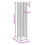 Fioriere Rialzate a Gabbione 3 pz 30x30x150 cm in Ferro