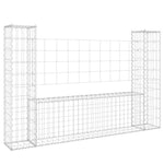 Cesto Gabbione a U con 2 Pali in Ferro 140x20x100 cm
