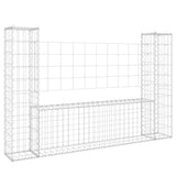 Cesto Gabbione a U con 2 Pali in Ferro 140x20x100 cm