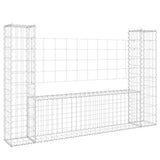 Cesto Gabbione a U con 2 Pali in Ferro 140x20x100 cm
