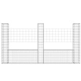 Cesto Gabbione a U con 3 Pali in Ferro 260x20x150 cm