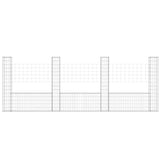 Cesto Gabbione a U con 4 Pali in Ferro 380x20x150 cm