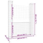 Gabbione a U con 2 Pali in Ferro 140x20x200 cm